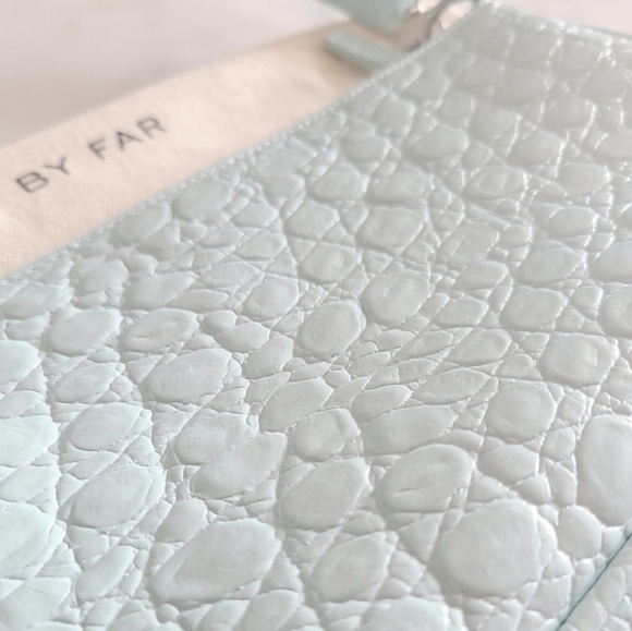 BY FAR Rachel Croco Embossed Leather Shoulder Bag, Blue, NWT - Picture 10 of 16